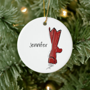 Adorno De Cerámica Botas de vaquero rojas personalizadas regalo de va