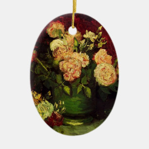 Adorno De Cerámica Bote con peonías y Rosas de Van Gogh