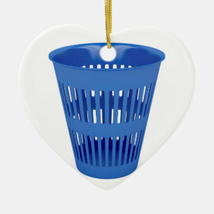 Adorno De Cerámica Bote de basura azul