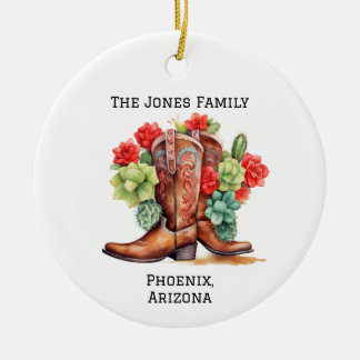 Adorno De Cerámica Bote de Cowboy Personalizado Country/Western Xmas