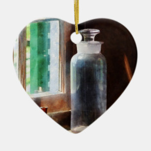 Adorno De Cerámica Botella de reactivo y botella marrón pequeña