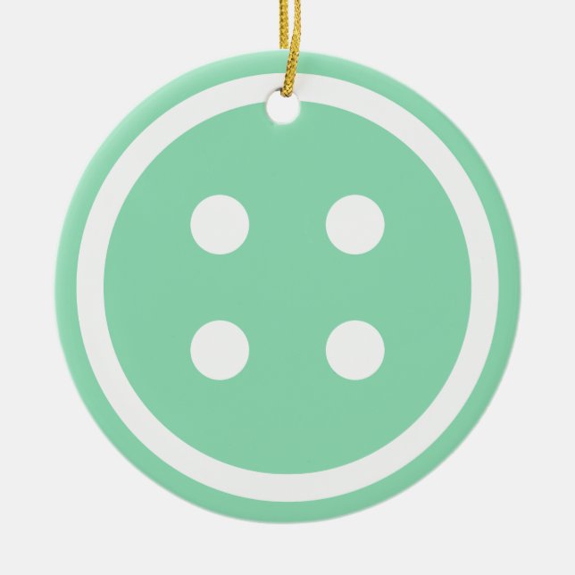 Adorno De Cerámica botón de coser Verde azulado (Frente)