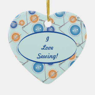 Adorno De Cerámica Botones y agujas de coser