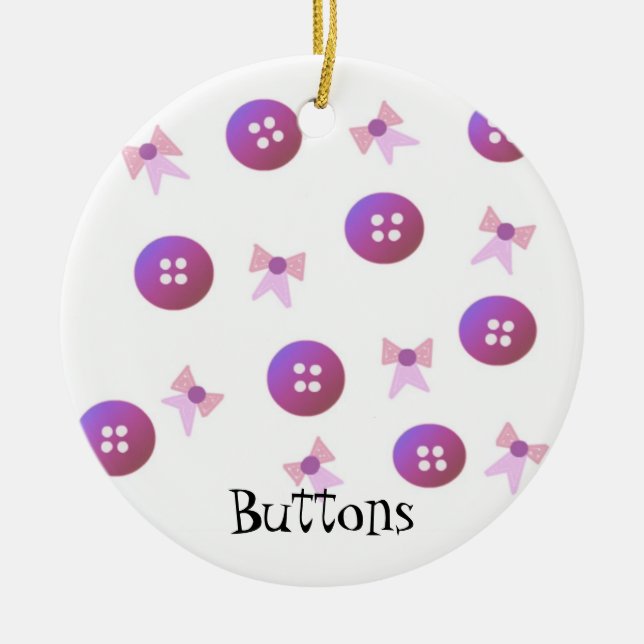Adorno De Cerámica Botones y arcos púrpura y rosa (Frente)
