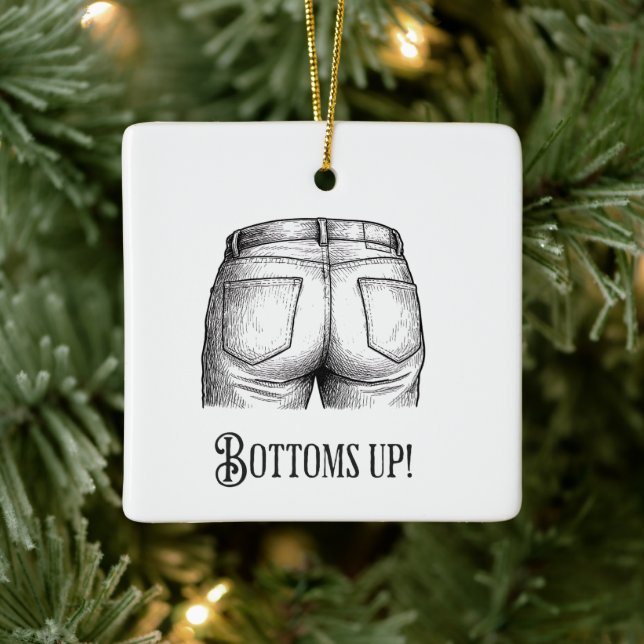 Adorno De Cerámica Bottoms Up! Funny White Elephant Gift Christmas (Árbol)