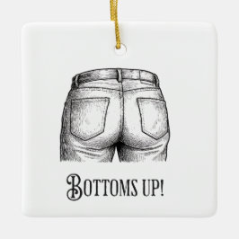 Adorno De Cerámica Bottoms Up! Funny White Elephant Gift Christmas