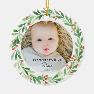 Adorno De Cerámica Boule De Noël Personnalisée 1er Noël Avec Foto -