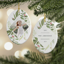 Adorno De Cerámica Bountiful Botanical | Foto geométrica elegante