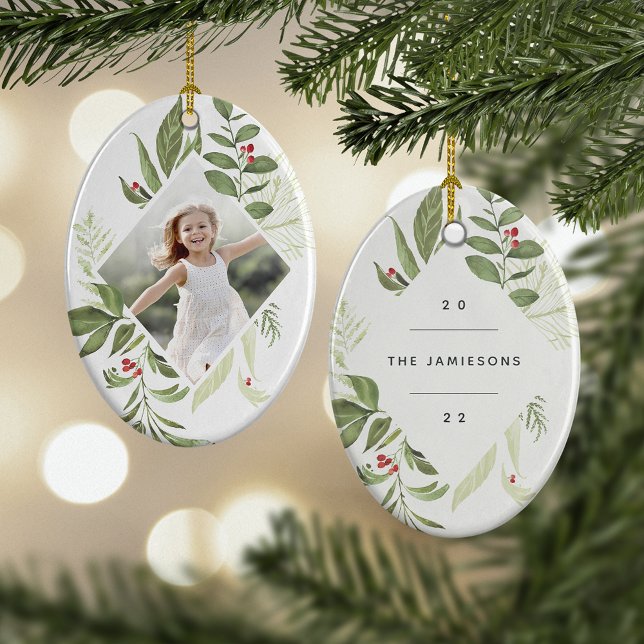 Adorno De Cerámica Bountiful Botanical | Foto geométrica elegante (Subido por el creador)