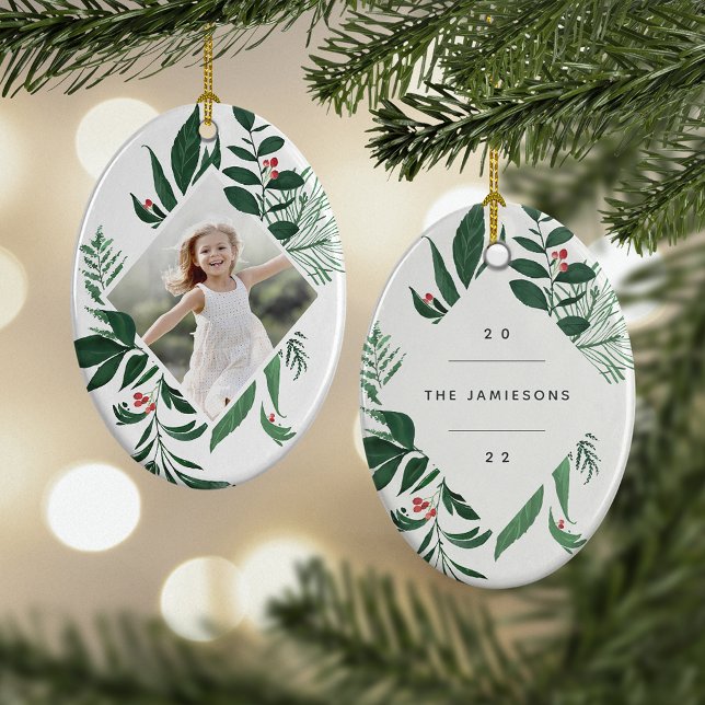 Adorno De Cerámica Bountiful Botanical | Foto geométrica elegante (Subido por el creador)