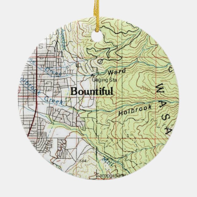 Adorno De Cerámica Bountiful Utah Topo Map (Atrás)