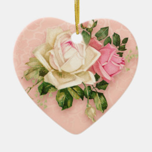 Adorno De Cerámica Bouquet de flores rosa y blanco
