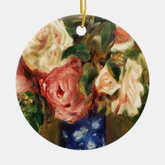 Adorno De Cerámica Bouquet de Rosas por Renoir Impresionist Painting (Frente)