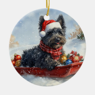 Adorno De Cerámica Bouviers Des Flandres Dog en Navidades seductores