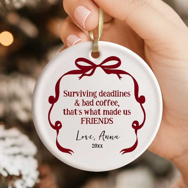 Adorno De Cerámica Bow Doodle Gifts to Coworker Christmas Ornament (Subido por el creador)