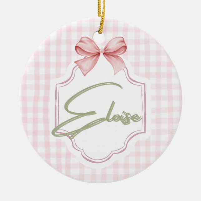 Adorno De Cerámica Bow&Gingham (Frente)