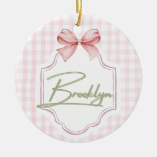 Adorno De Cerámica Bow Gingham Nursery