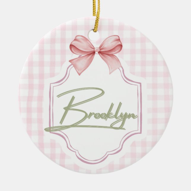 Adorno De Cerámica Bow Gingham Nursery (Frente)