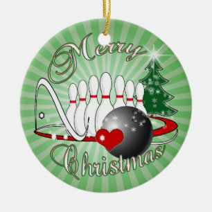 ADORNO DE CERÁMICA BOWLER / BOWLING MERRY NAVIDAD