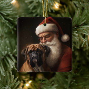 Adorno De Cerámica Boxeador con Santa Claus Festivo Navidad