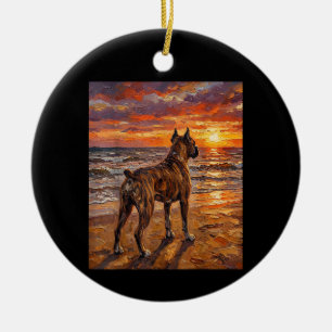 Adorno De Cerámica Boxer atigrado en Sunset Beach Regalo de arte de p
