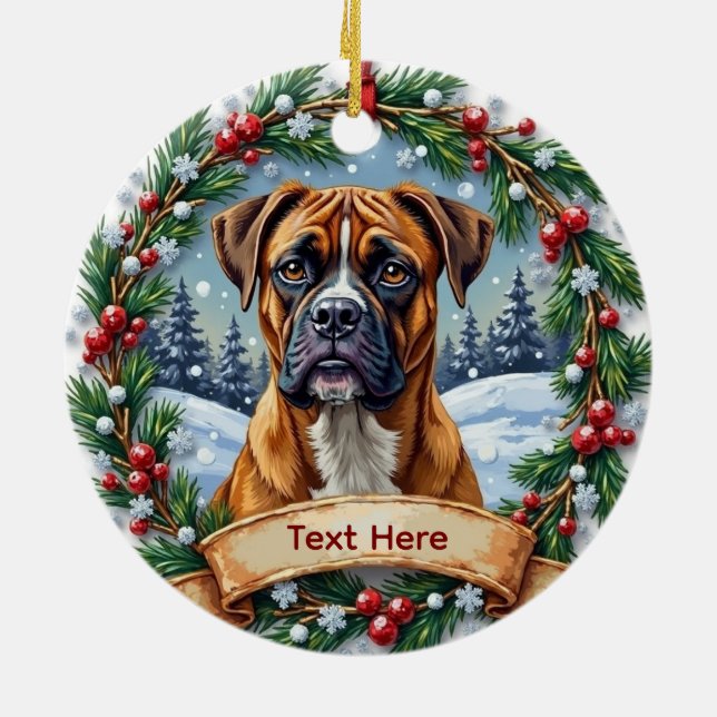 Adorno De Cerámica Boxer Christmas Ornament (Atrás)