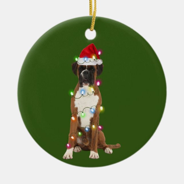 Adorno De Cerámica Boxer con Navidades Scafés Santa Hat Gift (Frente)