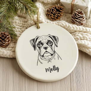 Adorno De Cerámica Boxer de Navidad Personalizado