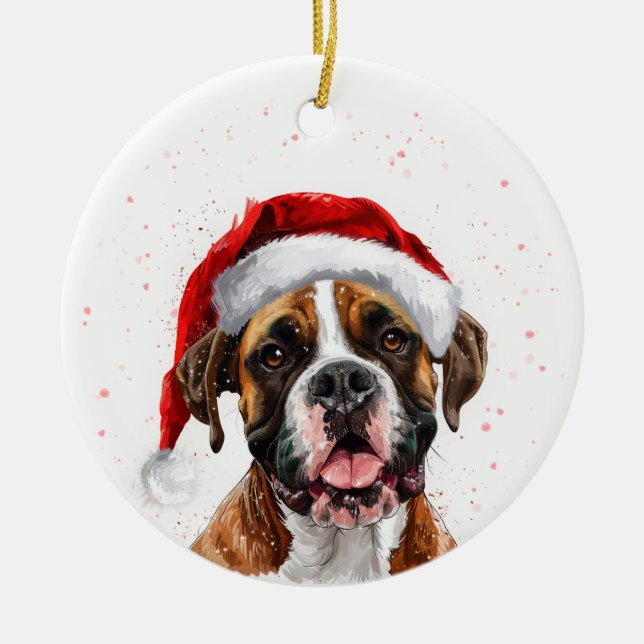 Adorno De Cerámica Boxer Dog Christmas Personalized (Frente)