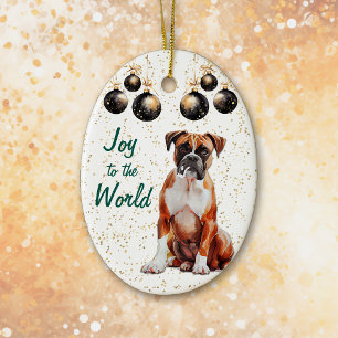 Adorno De Cerámica Boxer Dog Joy a los Navidades del mundo