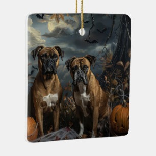 Adorno De Cerámica Boxer Halloween Noche Doggy Delight
