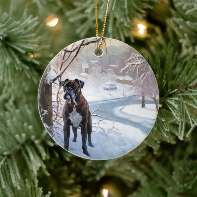 Adorno De Cerámica Boxer Let It Snow Navidades (Árbol)
