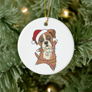 Adorno De Cerámica Boxer Navidades de perro niegan animales de invier