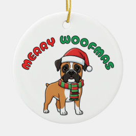 Adorno De Cerámica Boxer Ornament, navidades: Merry Woofmas