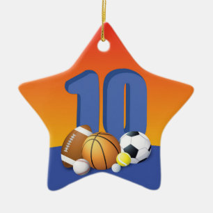 Adorno De Cerámica Boy 10th Birthday Sports Balls