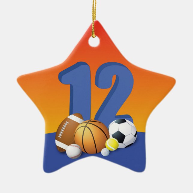 Adorno De Cerámica Boy 12th Birthday Sports Balls (Frente)