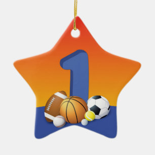 Adorno De Cerámica Boy 1er. Bolas Deportivas de cumpleaños