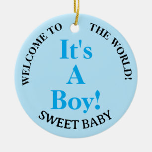 Adorno De Cerámica Boy Blue Birth Stats Bienvenidos al Mundo