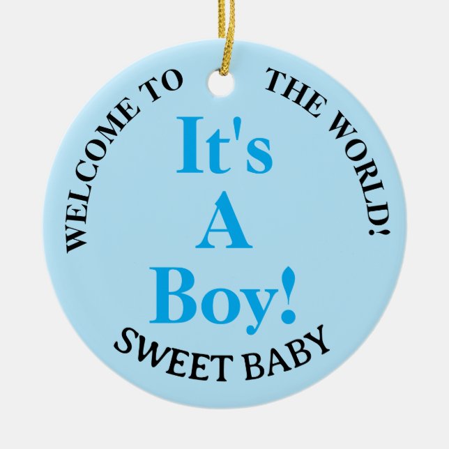 Adorno De Cerámica Boy Blue Birth Stats Bienvenidos al Mundo (Frente)