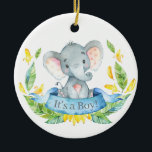 Adorno De Cerámica Boy Elephant Baby Shower Blue<br><div class="desc">Boy Elephant Baby Shower Blue Ceramic Ornament</div>