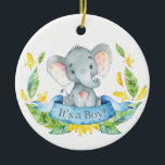 Adorno De Cerámica Boy Elephant Baby Shower Blue<br><div class="desc">Boy Elephant Baby Shower Blue Ceramic Ornament</div>