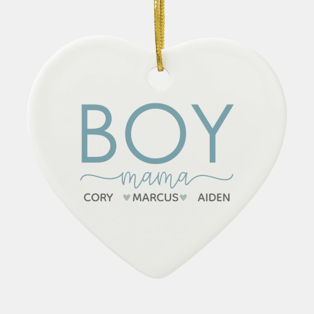 Adorno De Cerámica Boy Mama Personalizada Con Nombres (Frente)