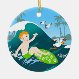 Adorno De Cerámica Boy surfean grandes olas Fiesta de cumpleaños
