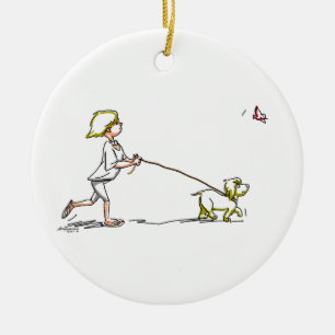 Adorno De Cerámica BoY WiTh DoG