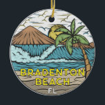 Adorno De Cerámica Bradenton Beach Florida Vintage Art<br><div class="desc">Bradenton Beach dibuja a mano ilustracion con montañas y olas oceánicas en el fondo. Perfecto para los amantes de la playa de Bradenton.</div>