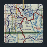 Adorno De Cerámica Branson MO Vintage Map<br><div class="desc">Branson Missouri Christmas ornament made with vintage map from the 1950's,  before interstate highways.</div>