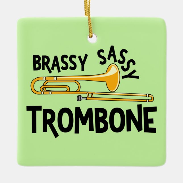Adorno De Cerámica Brassy Sassy Trombone (Anverso)