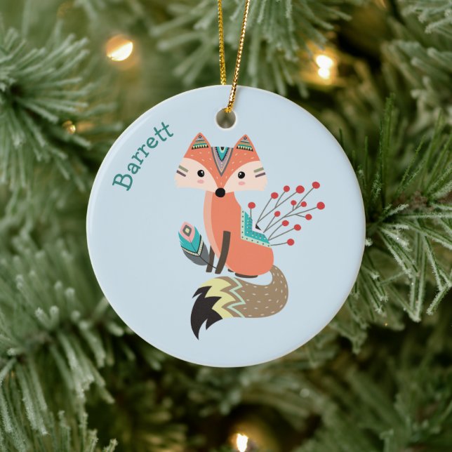 Adorno De Cerámica Brave tribal Fox personalizada (Árbol)