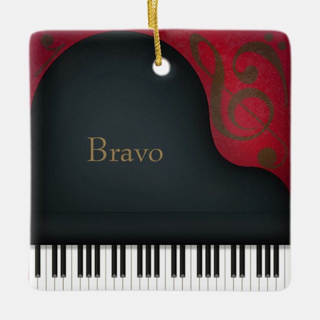 Adorno De Cerámica "Bravo" Gran Piano Encantador Keepsake musical (Anverso)