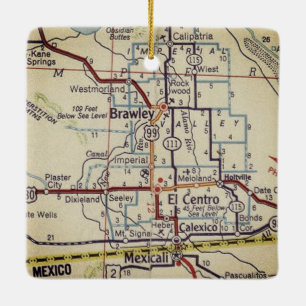 Adorno De Cerámica Brawley CA Retro Map